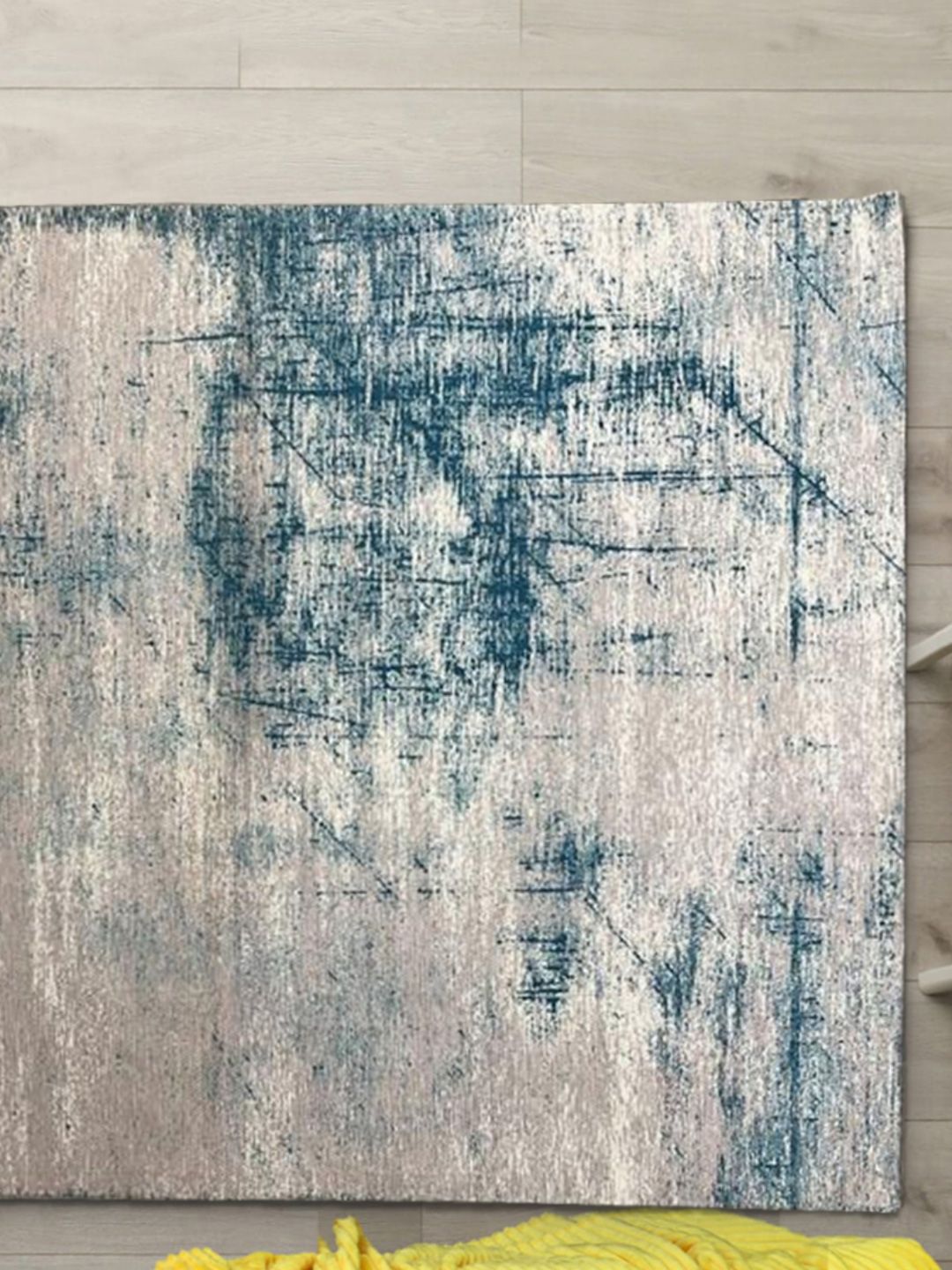 URBAN SPACE Grey & Blue Abstract Printed Vintage Anti-Skid Carpet