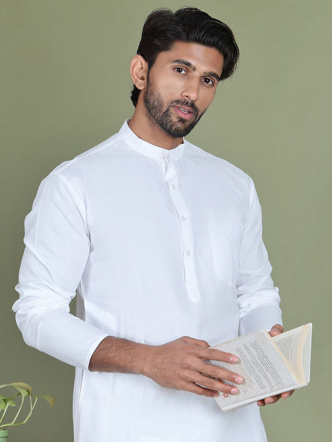 Jompers Band Collar Straight Kurta With Trouser