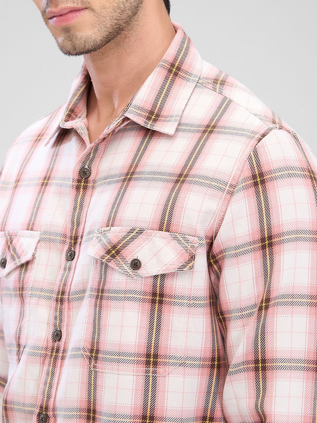 SPYKAR Men Slim Fit Tartan Checks Opaque Checked Casual Shirt