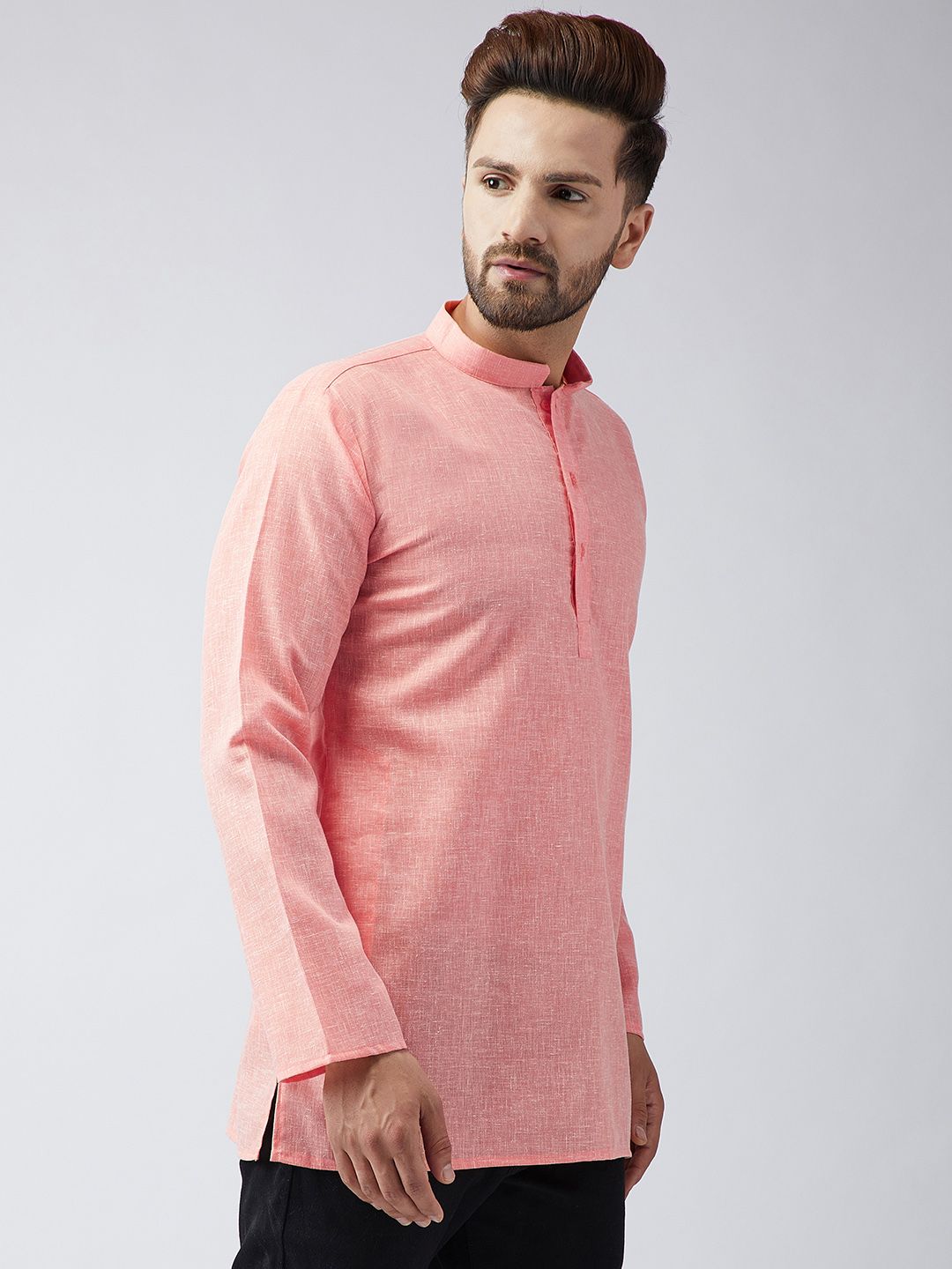 SOJANYA Kurta Pendek Pepejal Berwarna Peach Lelaki