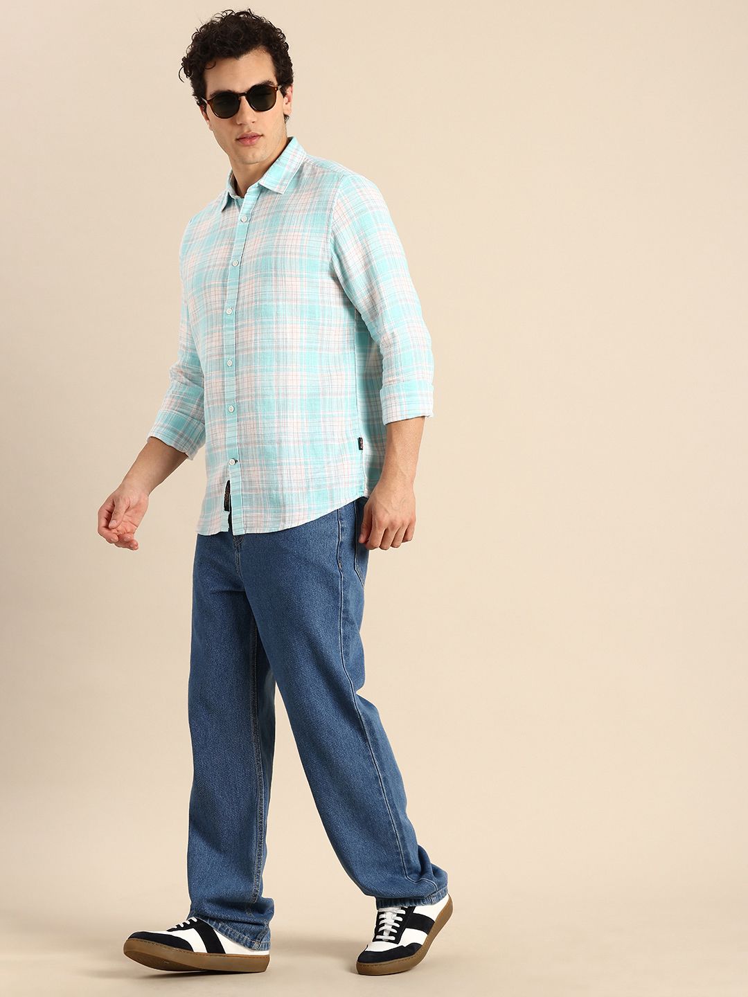 Being Human Slim Fit Checked Pure Cotton Casual Shirt