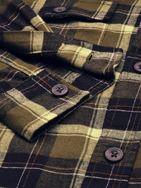The Indian Garage Co Men Regular Fit Checked Double Flap Pocket Flannel Shirt
