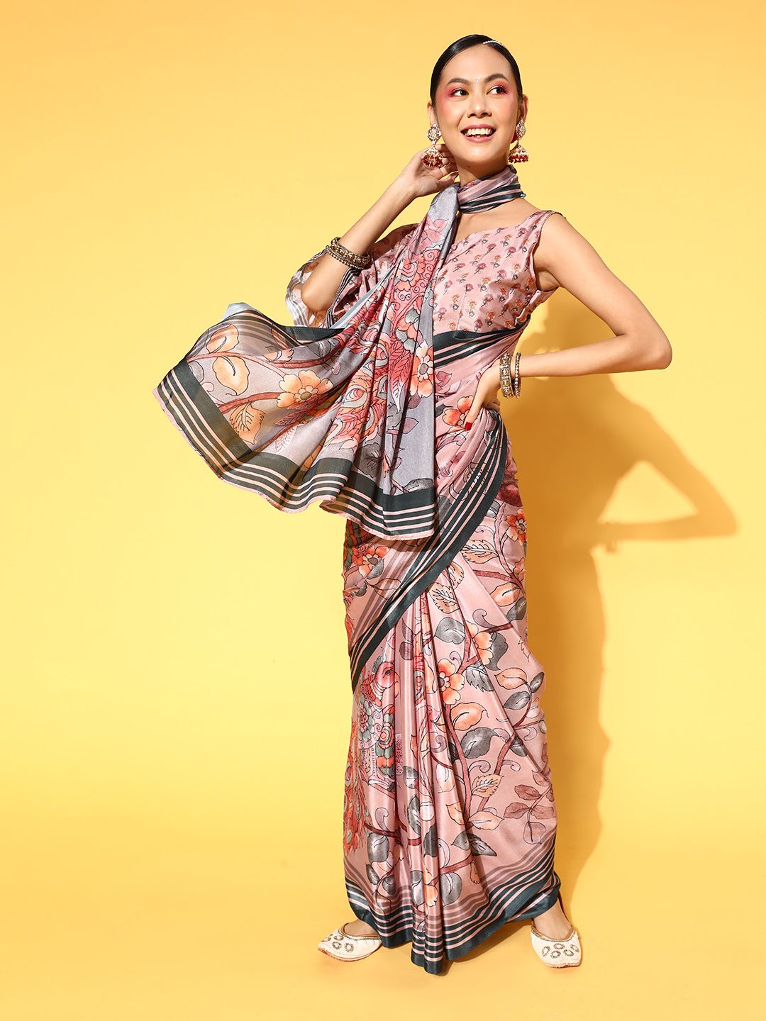 Saree mall Kalamkari Saree with Printed Border