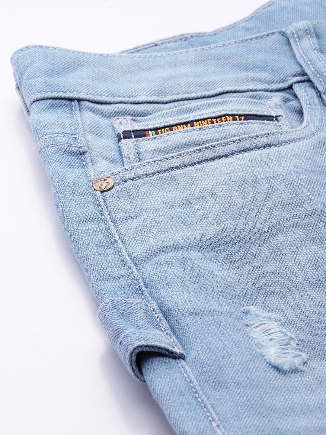 The Indian Garage Co Men Relaxed Fit Mildly Distressed Light Fade Jeans