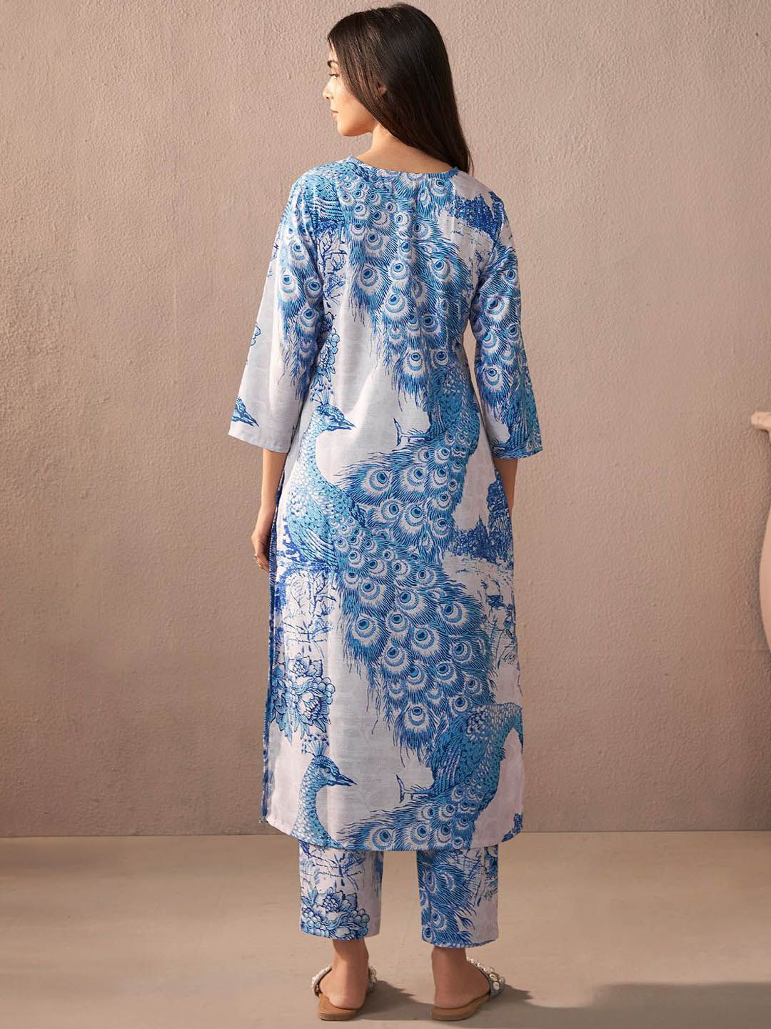 Indo Era Women Floral Printed Regular Kurta with Trousers