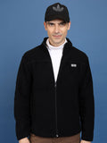 HIGHLANDER Black High Neck Long Sleeves Front-Open Sweatshirt