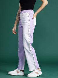 DressBerry Women Straight Fit Colourblocked Stretchable Jeans