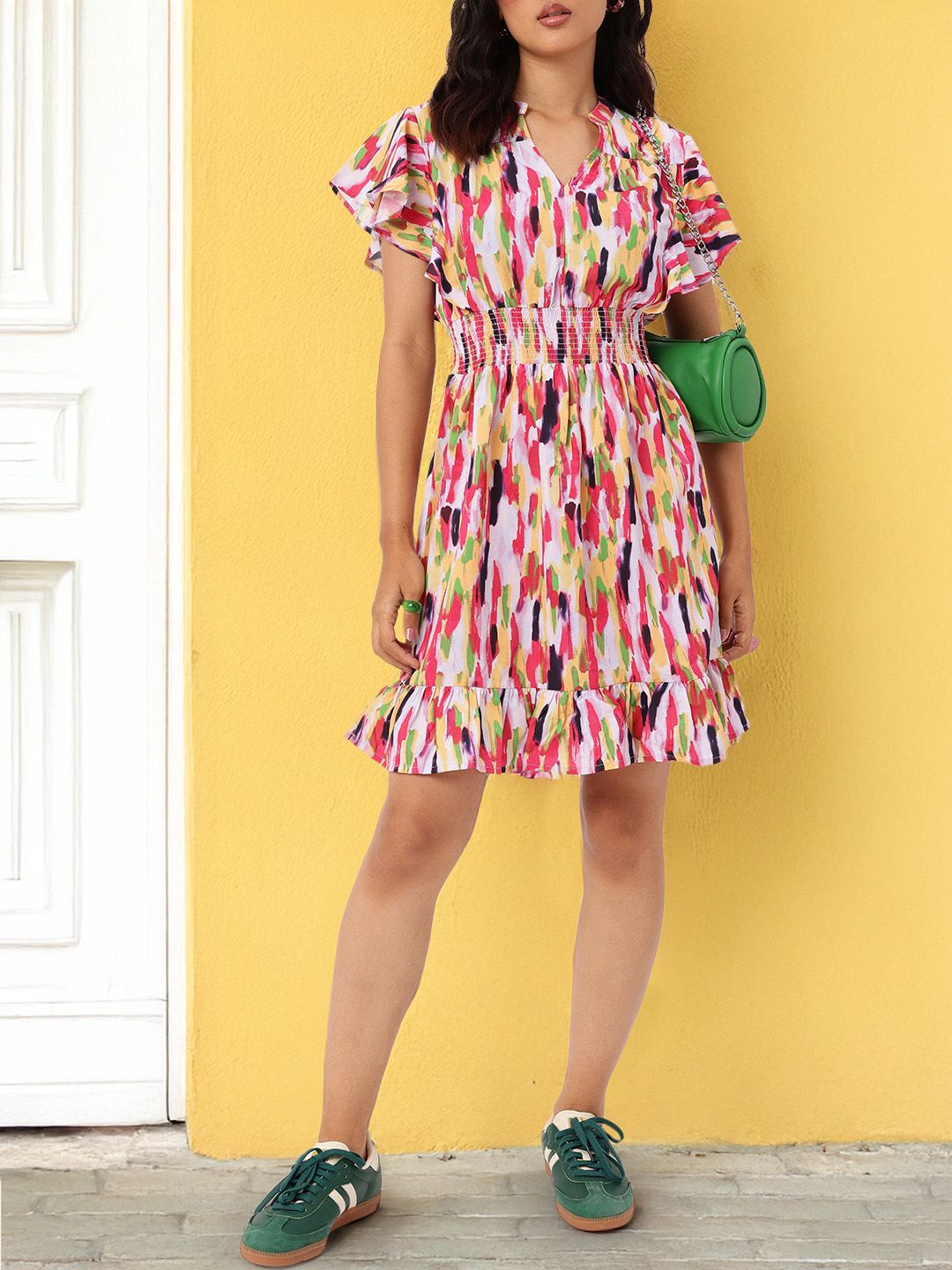 DressBerry Color Kaleidoscope Smocked A-Line Dress