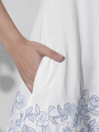 W Self Design Round Neck Sleeveless A-Line Dress