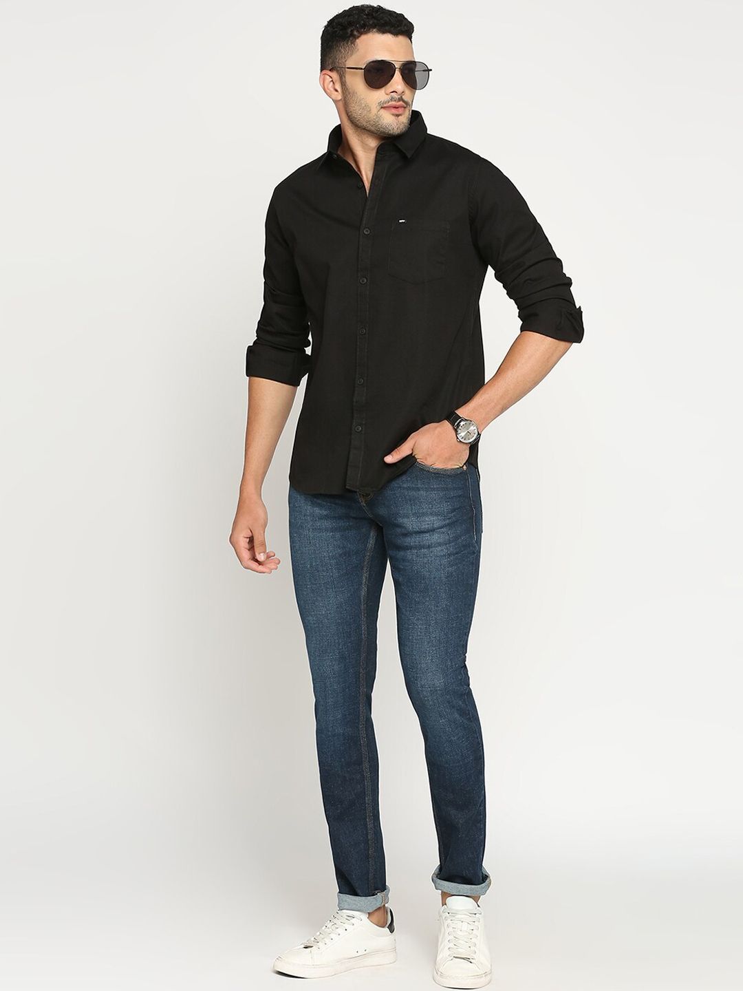 SPYKAR Men Low-Rise Heavy Fade Whiskers & Chevrons Slim Fit Jeans