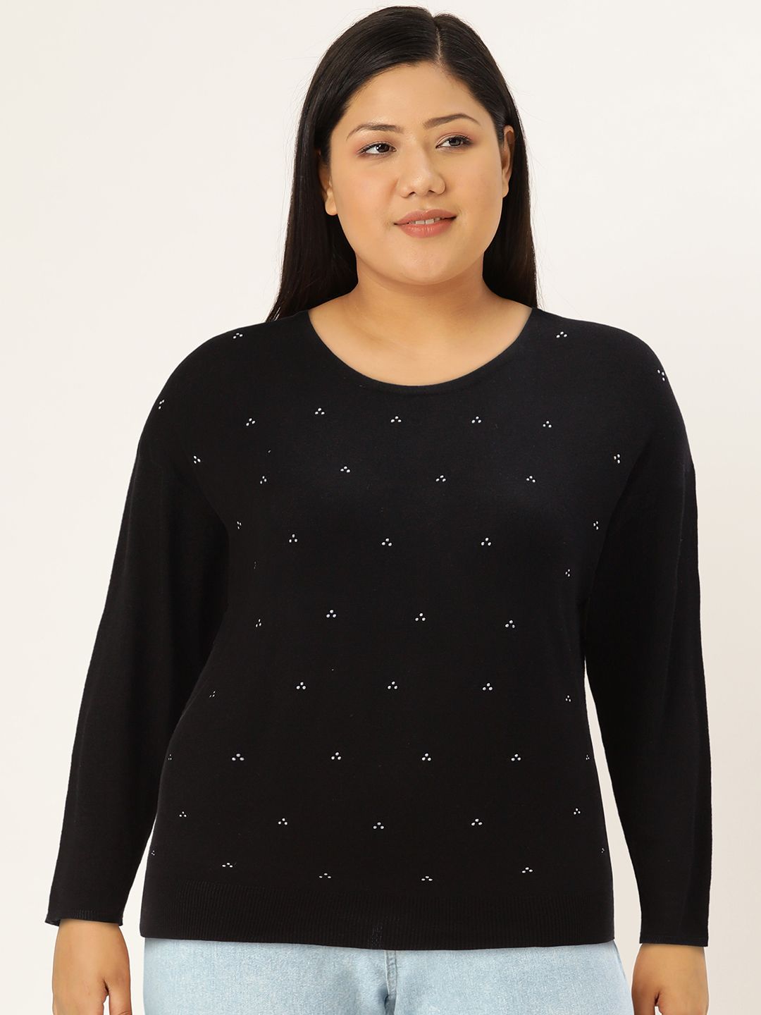 AND Women Black Geometric Print Top