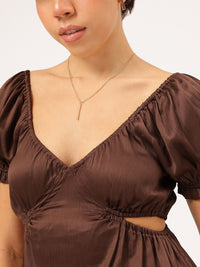 DressBerry Nostalgia Nights Cut-Out Sheen A-Line Mini Dress