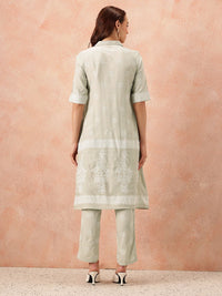 all about you Ethnic Motifs Printed Shirt Collar A-Line Kurta with Trousers