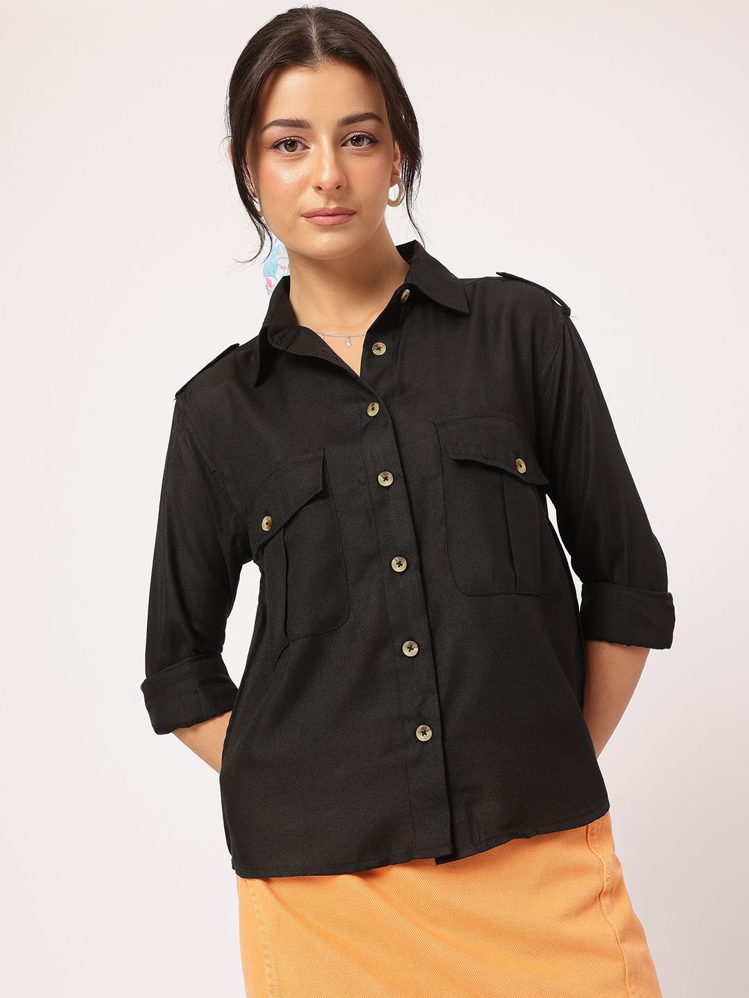 DressBerry Minimal Magic Shirt with Pocket Detail