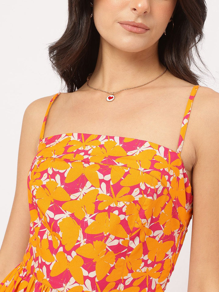 DressBerry Dynamic Feminine Floral Print Strappy Mini A-line Dress