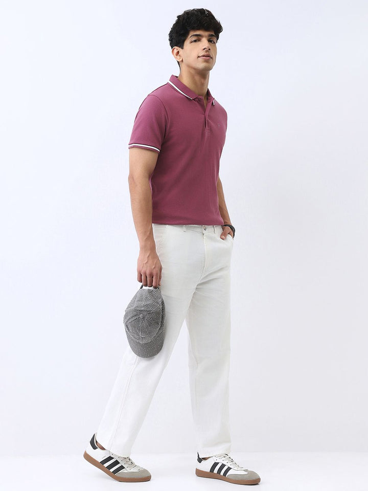 Lelaki Fesyen Urbano Pepejal T-Shirt Polo Lengan Begitu