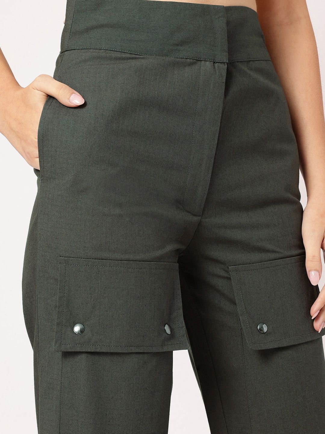 DressBerry Women Smart Utility Regular Fit Cropped Trouser