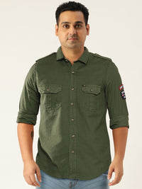 The Indian Garage Co Men Green Regular Fit Opaque Solid  Casual Shirt