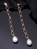 VOGUE PANASH- Gold-Plated White Beaded Contemporary Drop Earrings