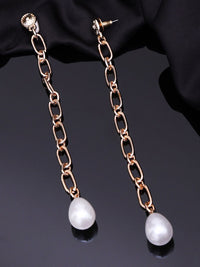 VOGUE PANASH- Gold-Plated White Beaded Contemporary Drop Earrings