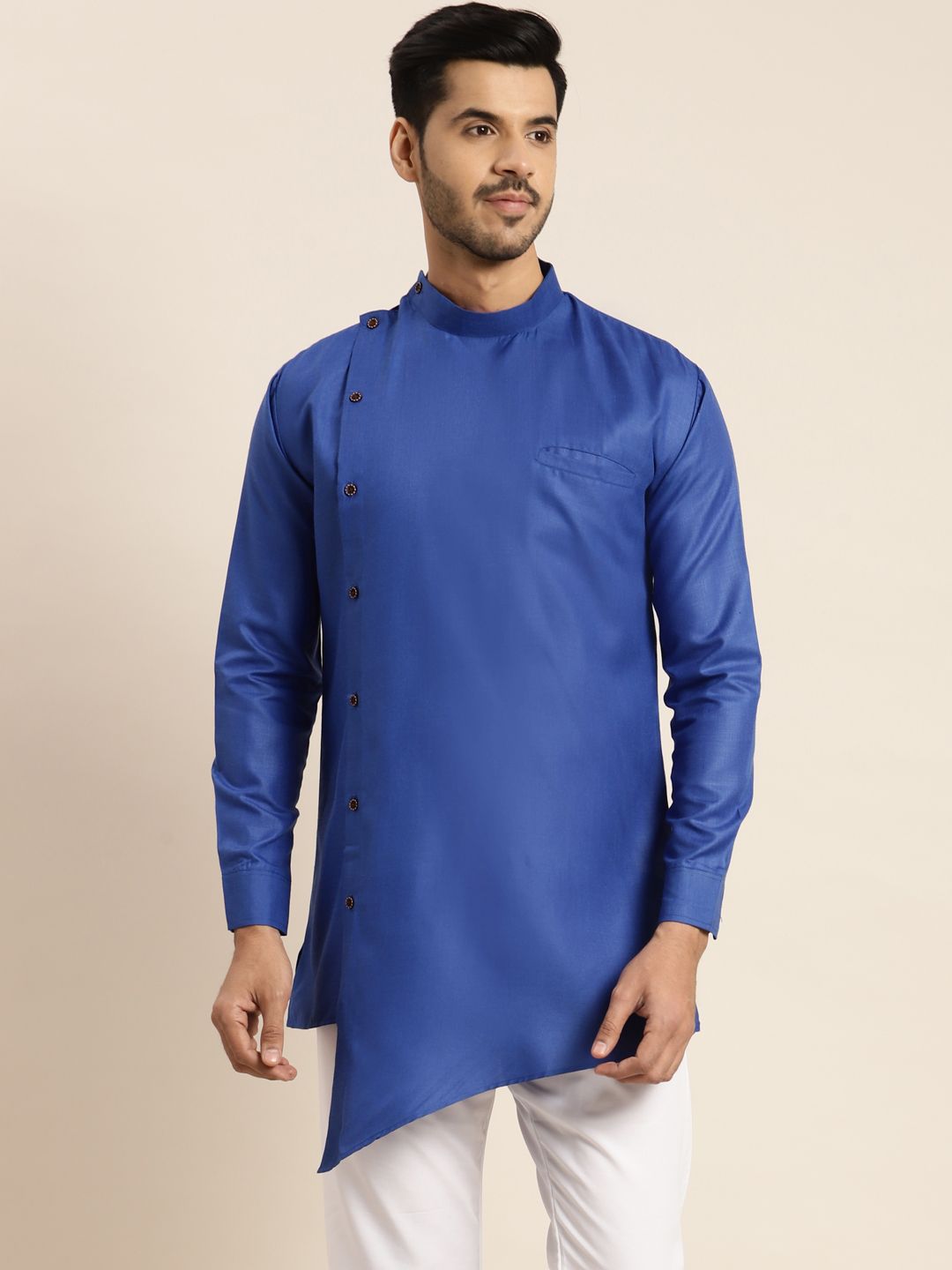 Anug by SOJANYA Men Blue Solid Kurta