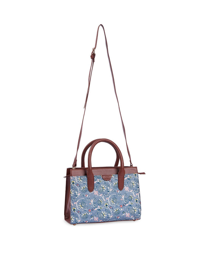 TEAL BY CHUMBAK Two Handles Floral Printed Structured Handheld Bag