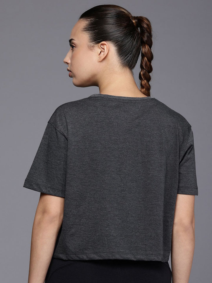 HRX by Hrithik Roshan Brand Logo Printed Drop-Shoulder Sleeves Yoga T-shirt