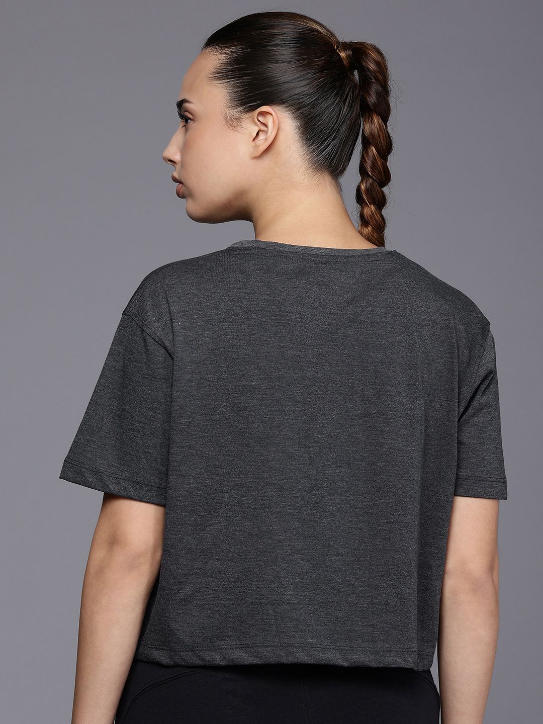 HRX by Hrithik Roshan Brand Logo Printed Drop-Shoulder Sleeves Yoga T-shirt