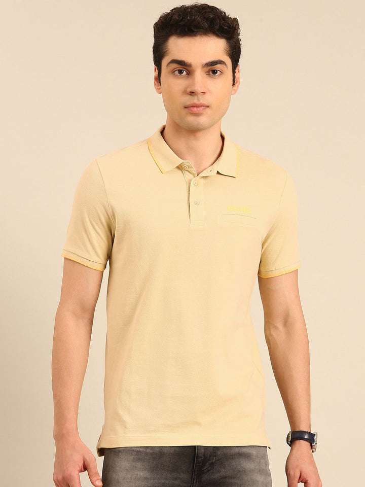 Being Human Polo Collar Pure Cotton T-shirt with Welt Pocket