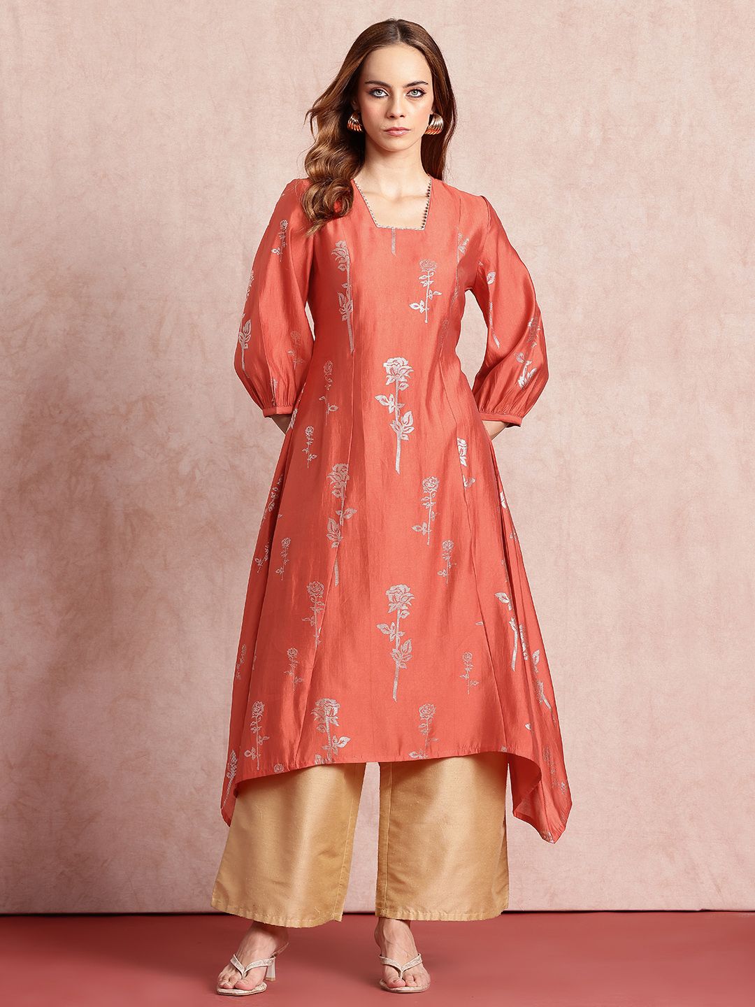 all about you Floral Printed Gotta Patti Kurta