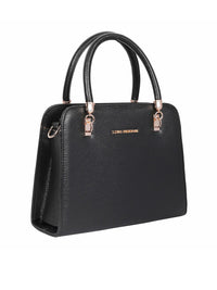 Lino Perros Black Solid Handheld Bag with Sling Strap