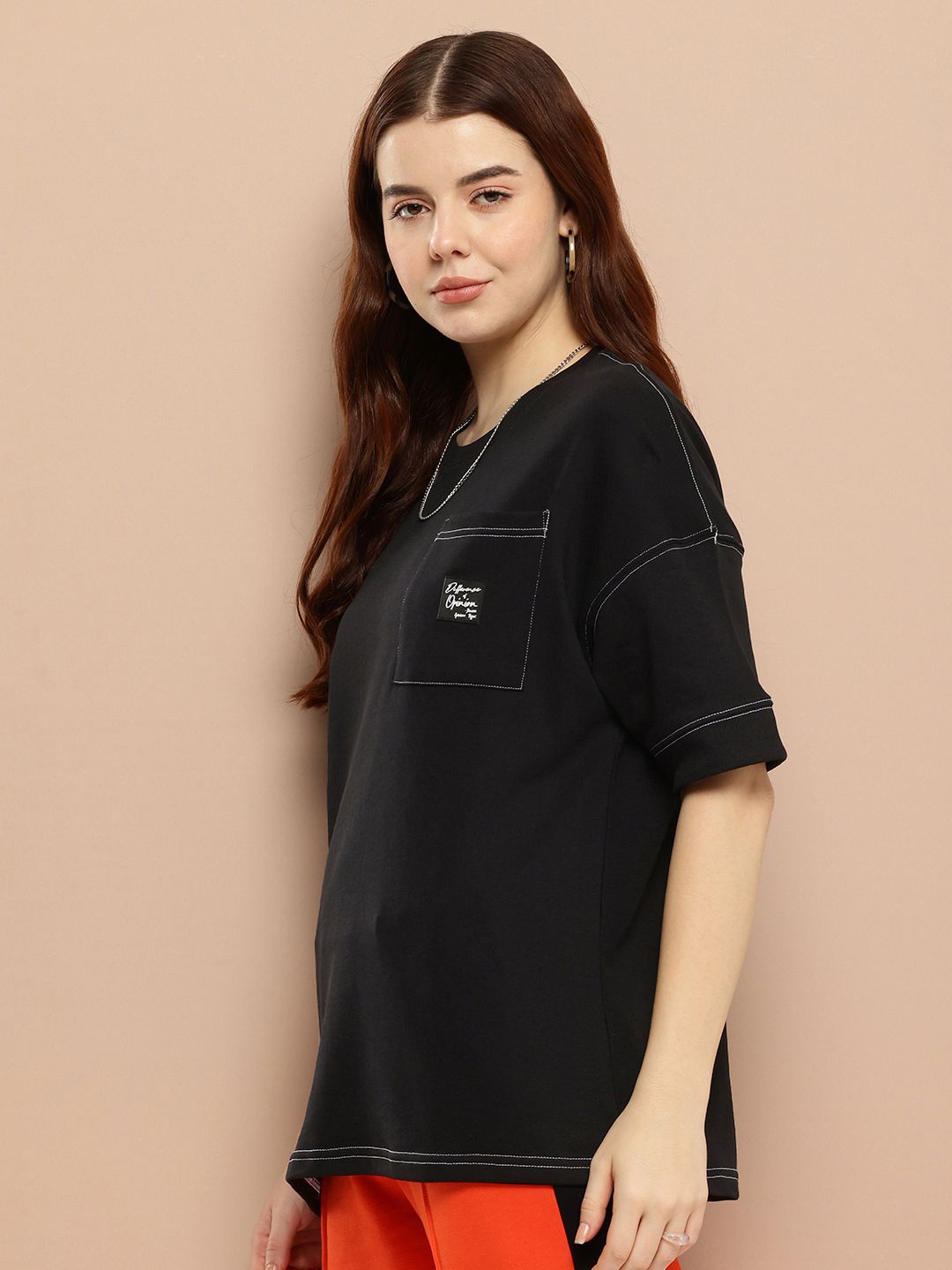 Difference of Opinion Women Oversized Drop Shoulder Ultra Soft Drapey Cotton T-Shirt