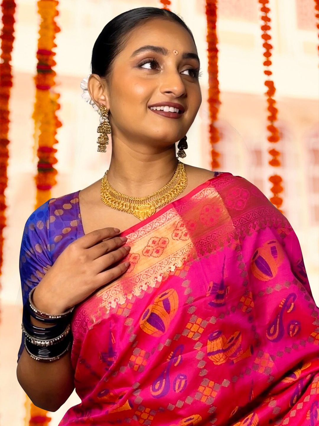 KALINI Ethnic Motifs Woven Design Zari Kanjeevaram Saree