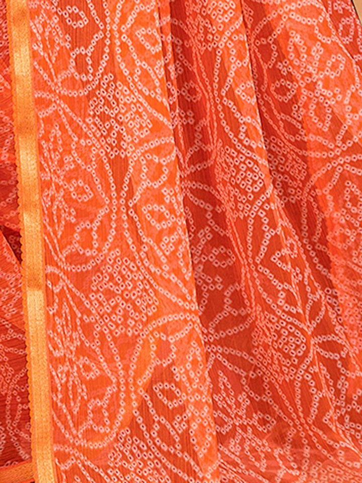 KALINI Bandhani Zari Pure Chiffon Bandhani Saree