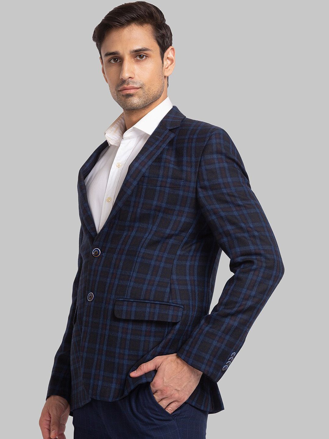 Park Avenue Men Checked Single Breasted Blazer