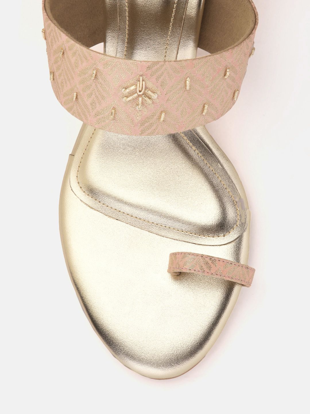 House of Pataudi Woven Design Ethnic One Toe Block Heels