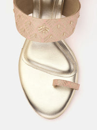 House of Pataudi Woven Design Ethnic One Toe Block Heels