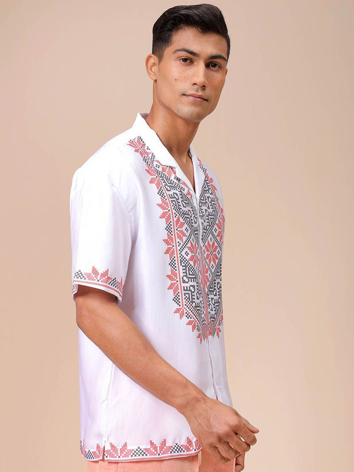 Lelaki Garage Co Indian Santai Fit Fit Floral Printed Resortwear Shirt