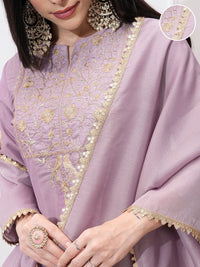 Vishudh Women Ethnic Motifs Embroidered Regular Kurta with Trousers & With Dupatta
