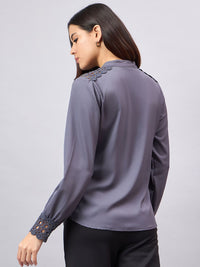 Style Quotient Women Solid Mandarin Collar Top