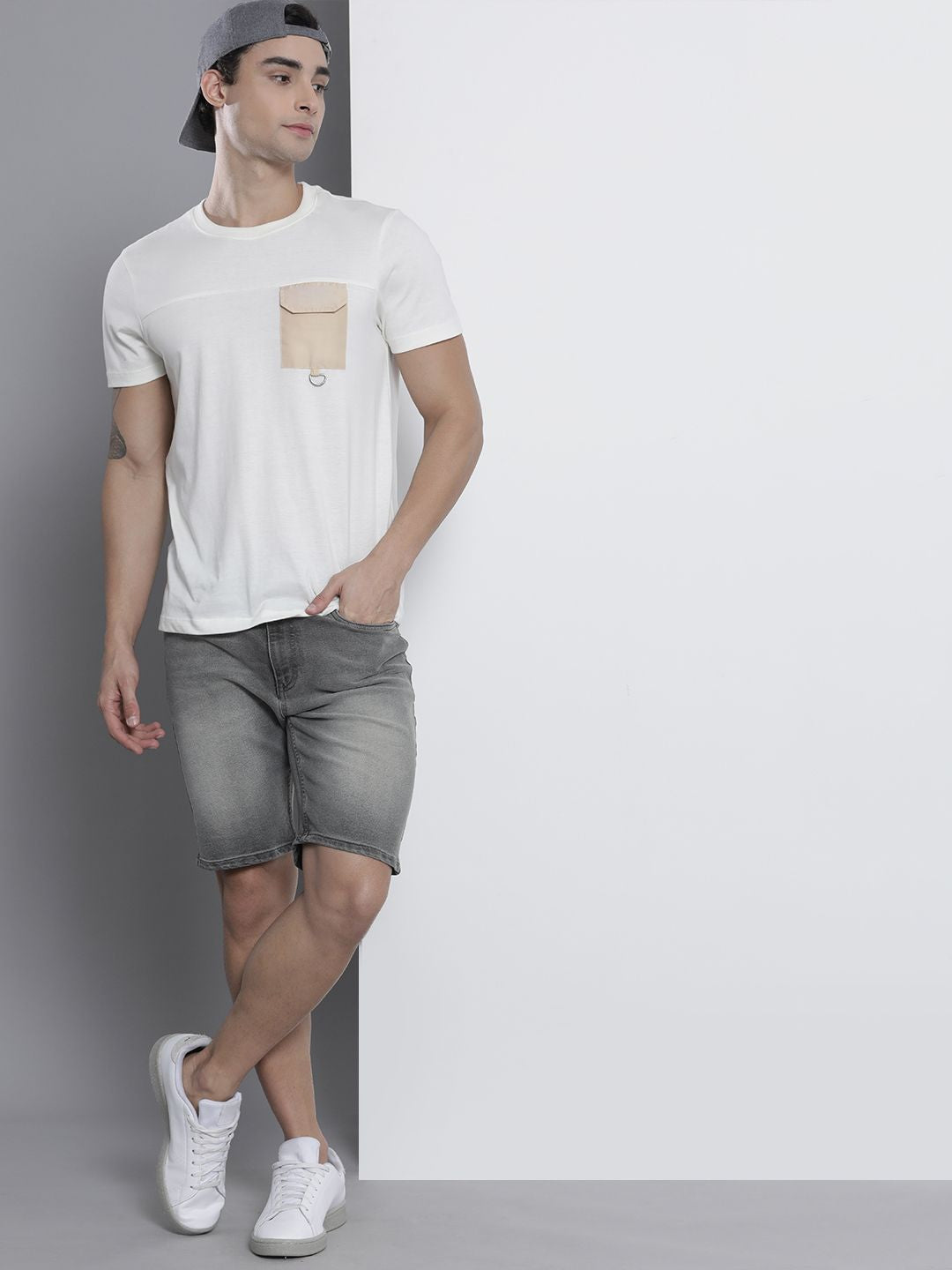 Seluar pendek denim Garage CO Lelaki Grey Grey
