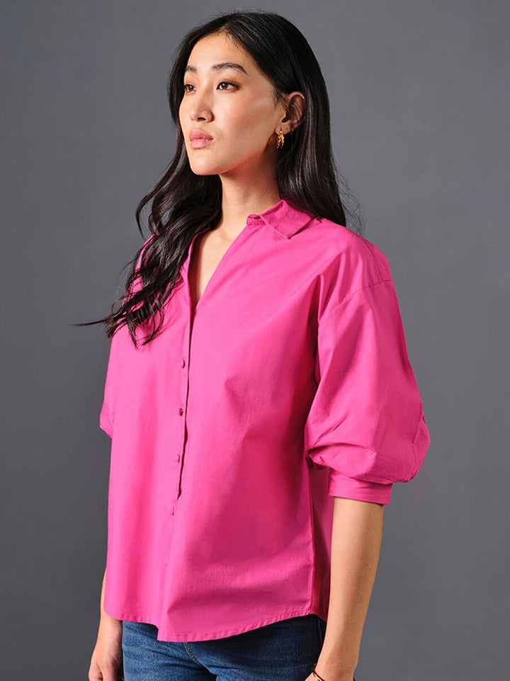 AND Puff Sleeve Cotton Shirt Style Top