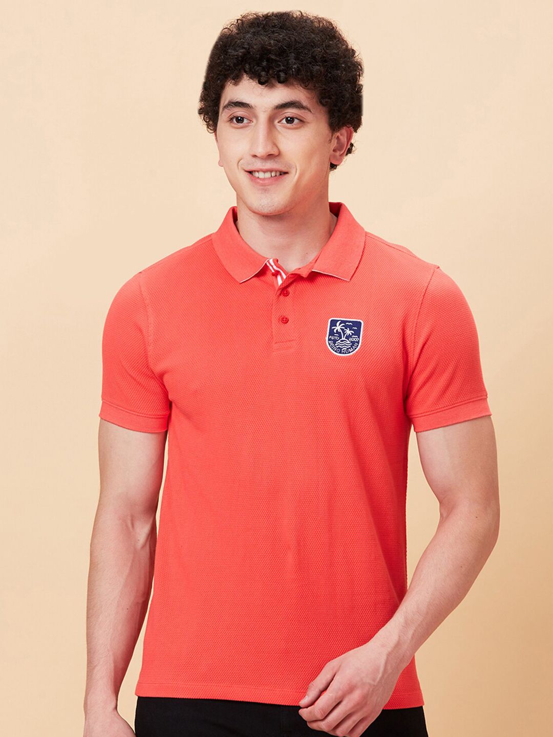 Being Human Polo Collar Applique Short Sleeves T-shirt