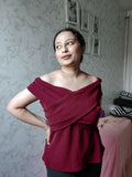 Athena Burgundy Pleated Bardot Top