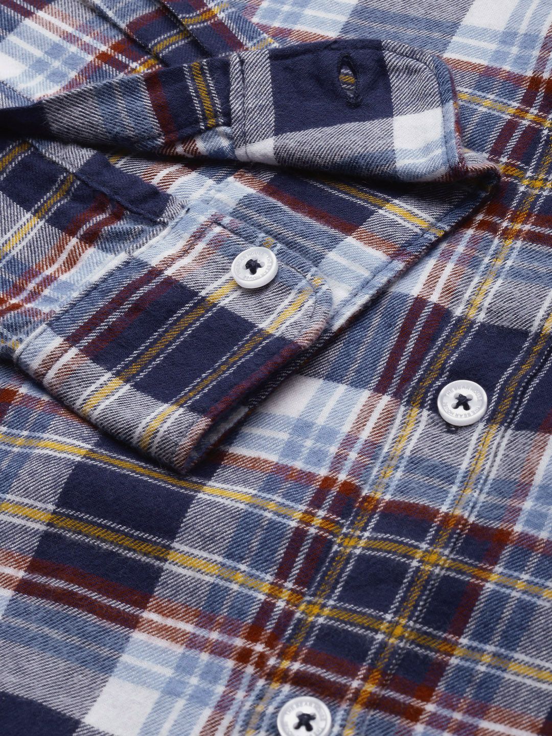 THE BEAR HOUSE Men Blue Slim Fit Tartan Checked Flannel Pure Cotton Casual Shirt