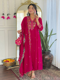 KALINI Women Floral Embroidered Regular Thread Work Kurta with Trousers & With Dupatta