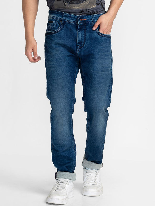 Menjadi Lelaki Manusia Slim Sesuai Cahaya Pudar Jeans Jeans Bersih