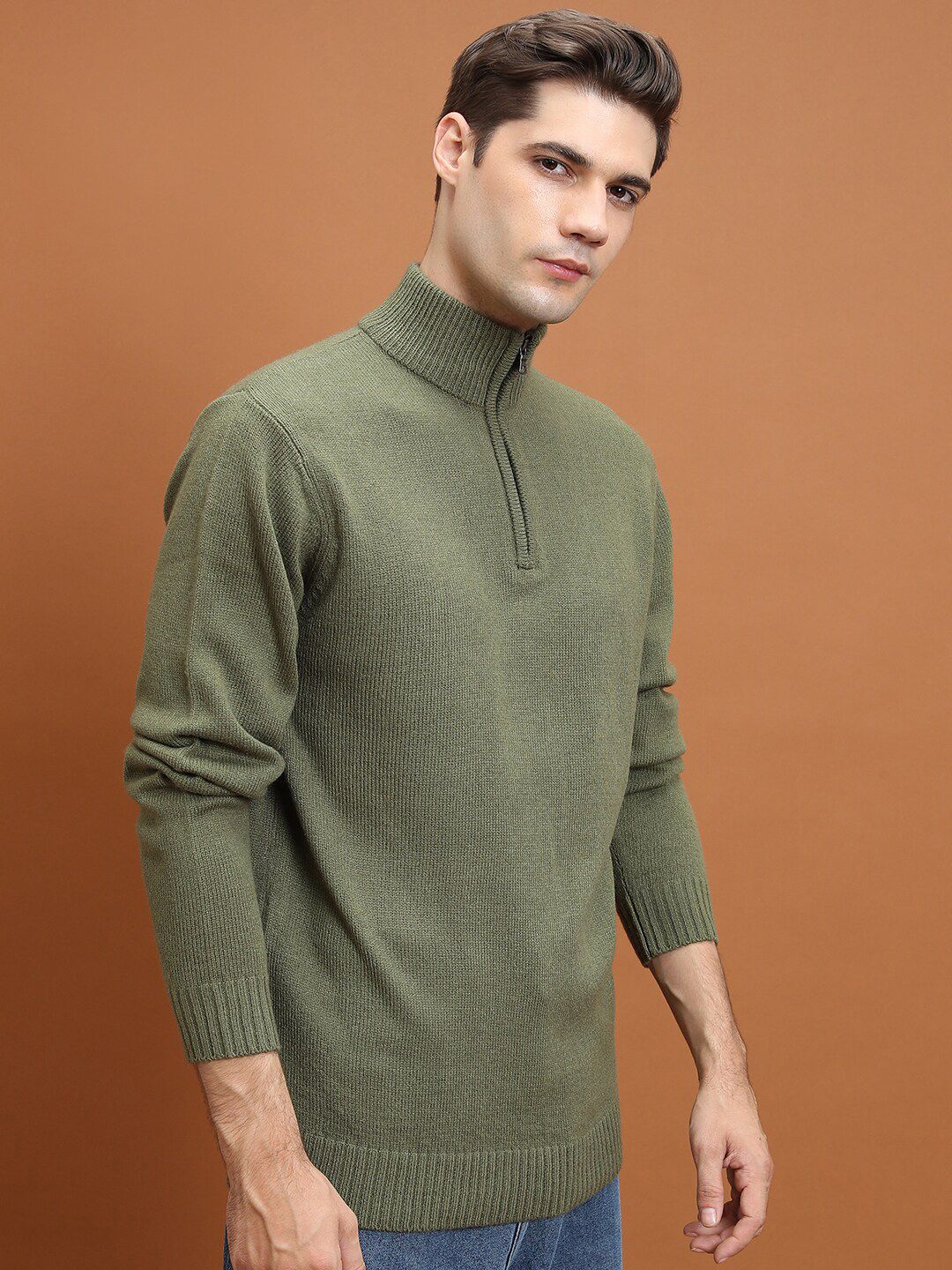 HIGHLANDER Mock Collar Acrylic Pullover