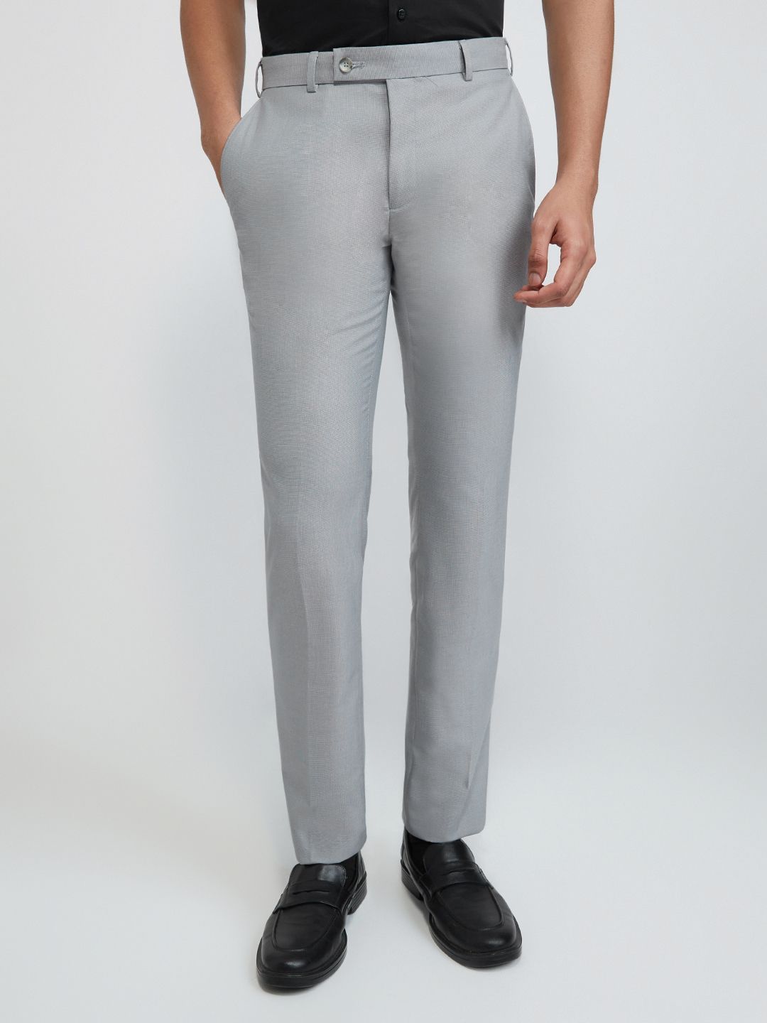 Raymond Men Textured Slim Fit Easy Wash Trousers