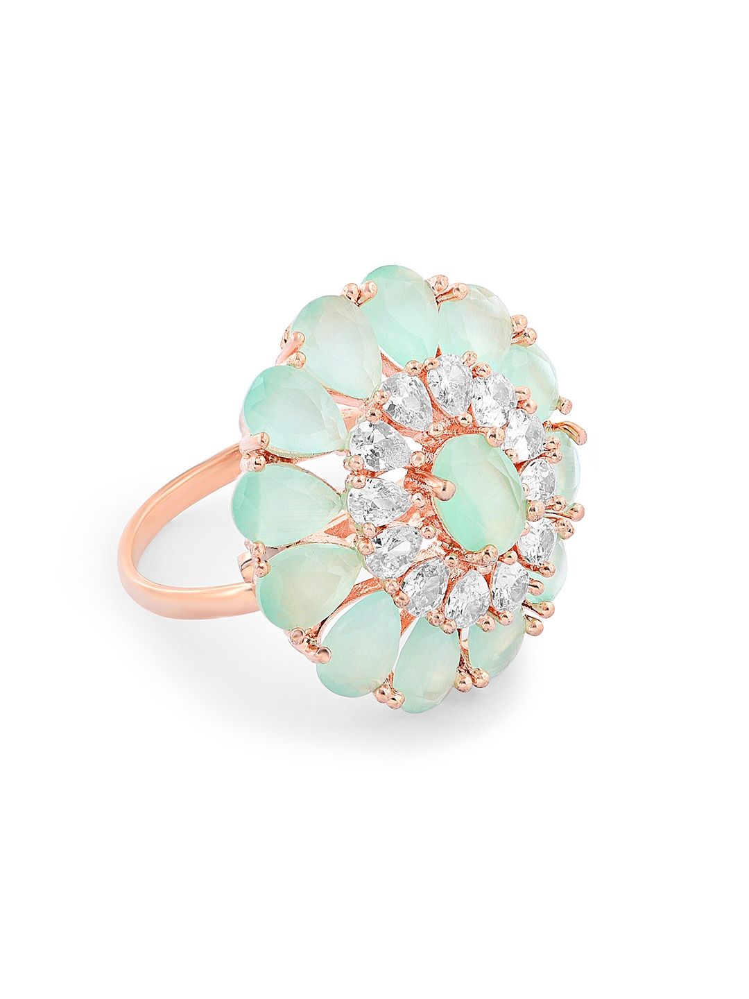 Zaveri Pearls Rose Gold-Plated CZ-Studded Adjustable Finger Rings